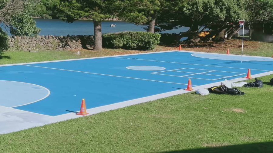 The Newly-Resurfaced Courts at Mulberry Grove Primary School Shine Bright for the New School Year. Photo / Ally Gibbs