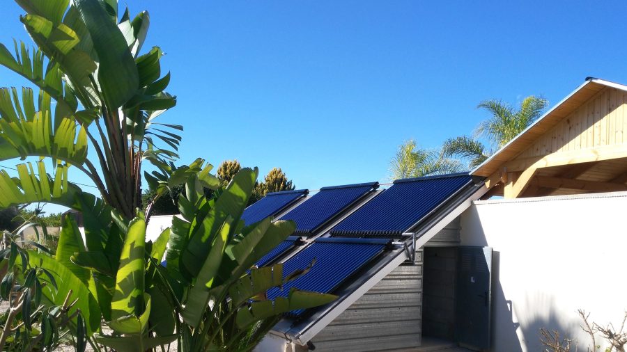 Solar water collectors. Photo / Peter Vauhn