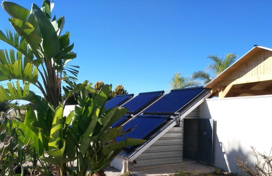 Solar water collectors. Photo / Peter Vauhn