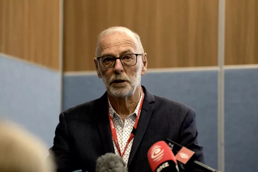 Auckland mayor Wayne Brown speaks about his proposals for the city's budget. Photo / RNZ / Marika Khabazi