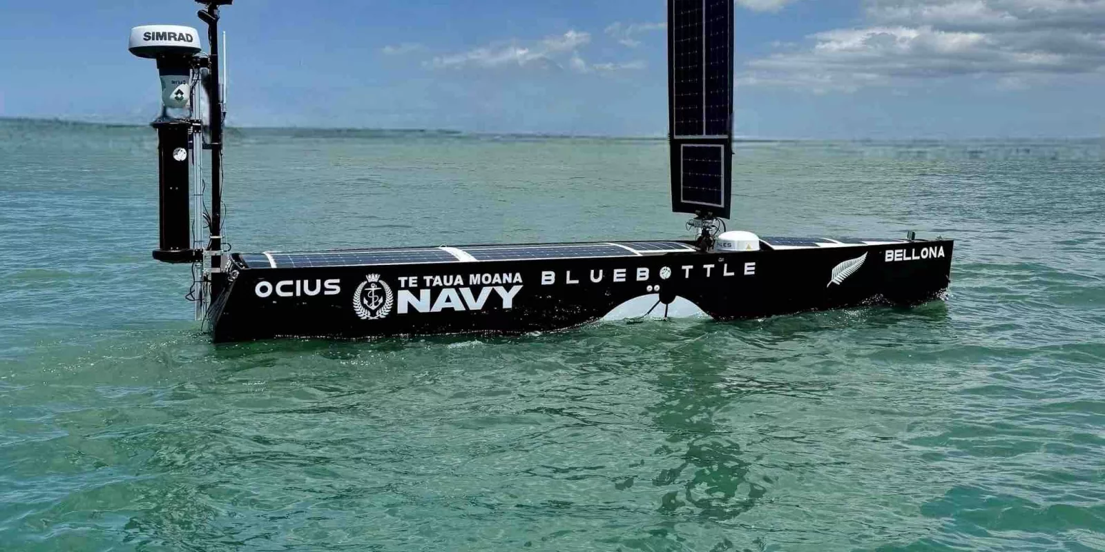 NZDF's uncrewed vessel, Bellona - a Bluebottle craft made by Sydney-based Ocius.