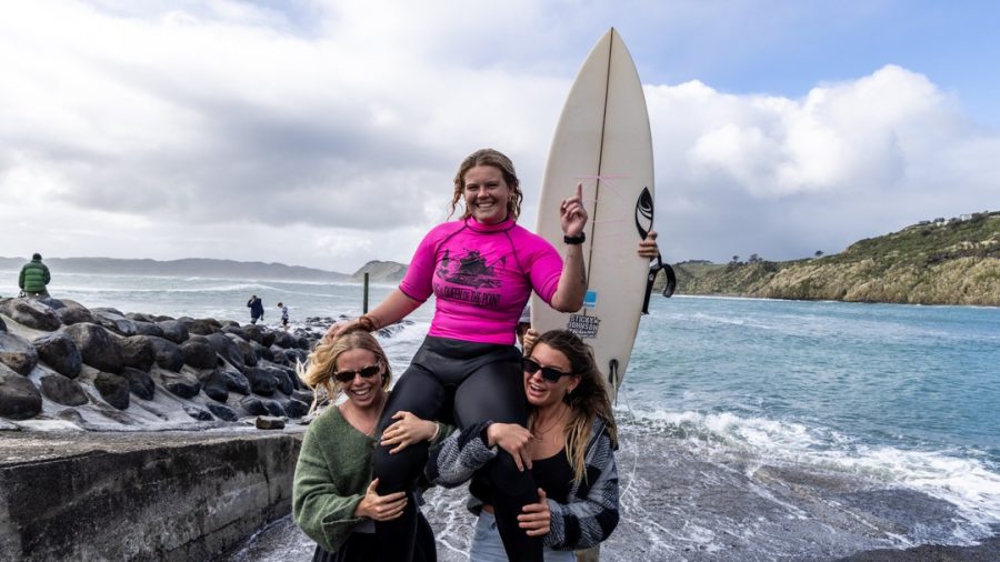 Local Heroine Aimee Jane-Brown Has Taken Home Queen of the Point Title at Raglan. Photo / @photocpl @surfingnz via Instagram