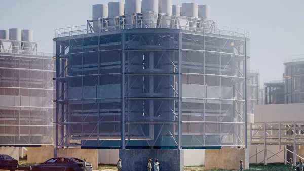A rendering of Climeworks’ Generation 3 direct air capture plant. Photo / Climeworks