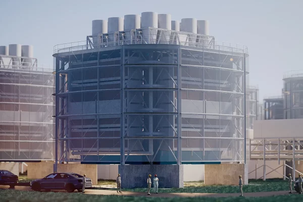 A rendering of Climeworks’ Generation 3 direct air capture plant. Photo / Climeworks