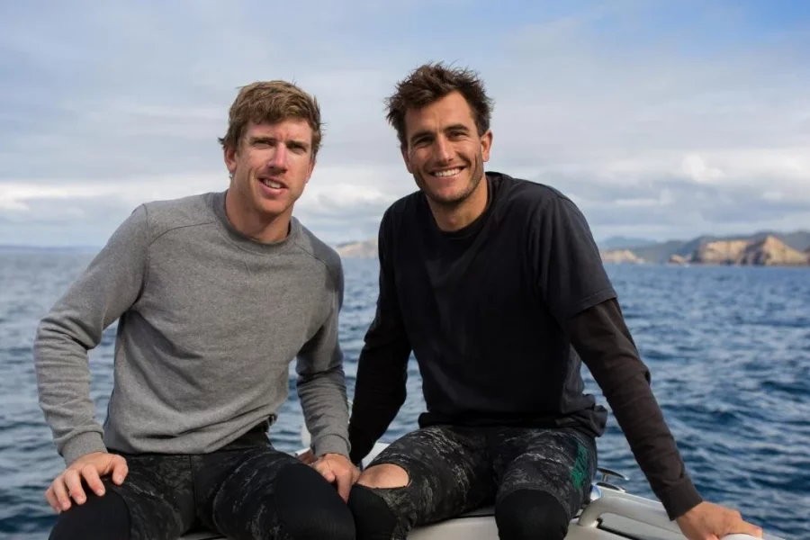 Live Ocean founders Blair Tuke and Peter Burling are diving headfirst into World Ocean Day, encouraging Kiwis to take the plunge and make a splash for ocean conservation. Photo / Live Ocean