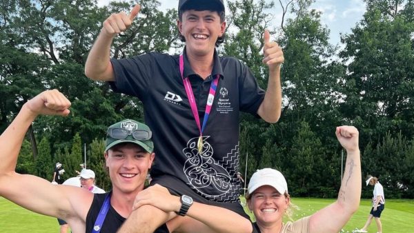 Mitch Brown, Great Barrier Island's golfing champion, smiles brightly. He's determined to represent the island at the Macau Golf Masters in September. Photo / Supplied