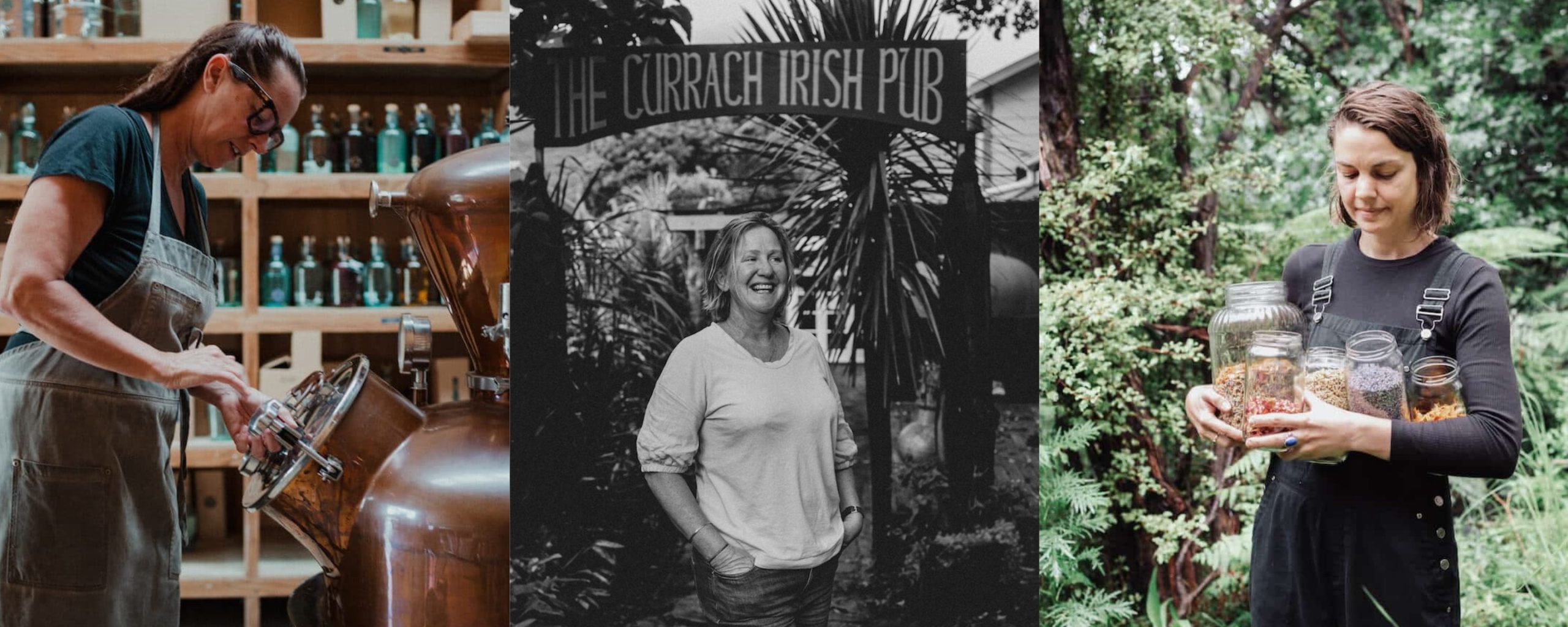 Andi Ross, Orla Cumisky, and Felicitas Weisbach: Aotea's Entrepreneurs. Photo / NZOA / Shepherdess