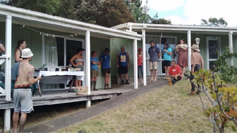 Aotea Army in action: Volunteers from the community work together during a working bee day at Kate Langford's home, demonstrating the power of collective effort in transforming and beautifying local spaces.