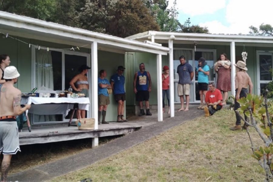 Aotea Army in action: Volunteers from the community work together during a working bee day at Kate Langford's home, demonstrating the power of collective effort in transforming and beautifying local spaces.