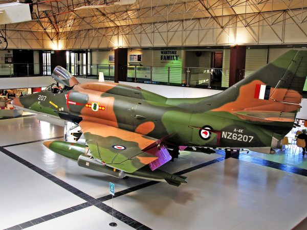 Grounded symbol of New Zealand's diminished defense investment: an A-4K Skyhawk at the RNZAF Museum, Christchurch. Photo / Bernard Spragg / CC