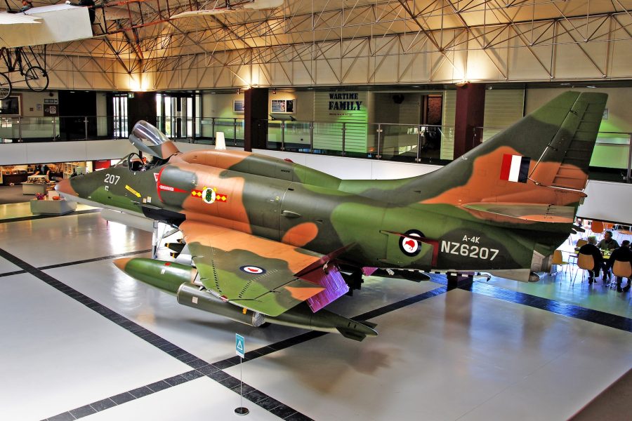 Grounded symbol of New Zealand's diminished defense investment: an A-4K Skyhawk at the RNZAF Museum, Christchurch. Photo / Bernard Spragg / CC