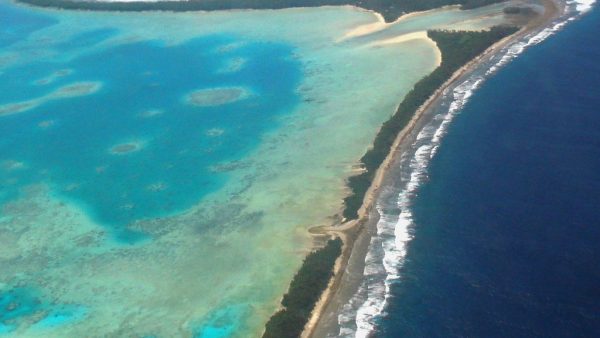 Aerial view of Tuvalu’s capital, Funafuti, 2011. Tuvalu is a remote country of low lying atolls, making it vulnerable to climate change. Photo: Lily-Anne Homasi / DFAT / CC