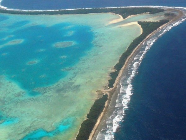 Aerial view of Tuvalu’s capital, Funafuti, 2011. Tuvalu is a remote country of low lying atolls, making it vulnerable to climate change. Photo: Lily-Anne Homasi / DFAT / CC