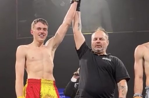 Hunter Edwards all smiles as his hand is raised after a unanimous decision win at Unbroken 4. Photo / CSN Watch