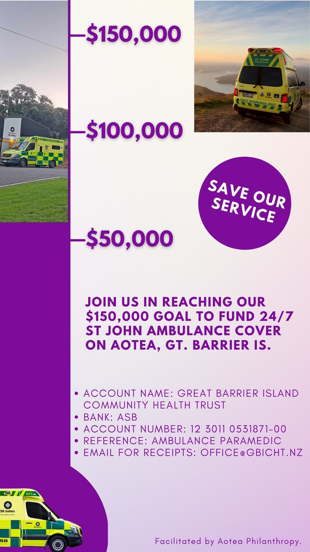 Help keep 24/7 paramedic cover on Great Barrier Island.