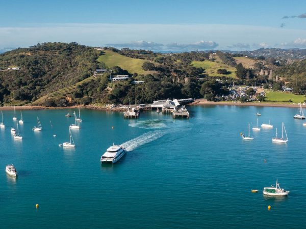 Fullers360 ferry departs Waiheke Wharf, carrying commuters and tourists across the Waitematā Harbour. Photo / Fullers