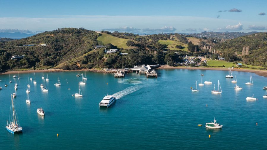 Fullers360 ferry departs Waiheke Wharf, carrying commuters and tourists across the Waitematā Harbour. Photo / Fullers