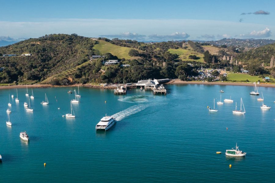 Fullers360 ferry departs Waiheke Wharf, carrying commuters and tourists across the Waitematā Harbour. Photo / Fullers