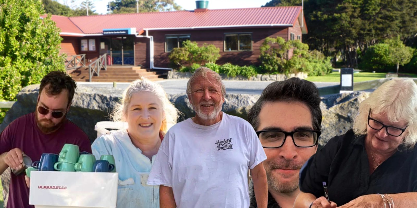 The newly elected Aotea / Great Barrier Local Board — five locals chosen to represent the island for the next term.