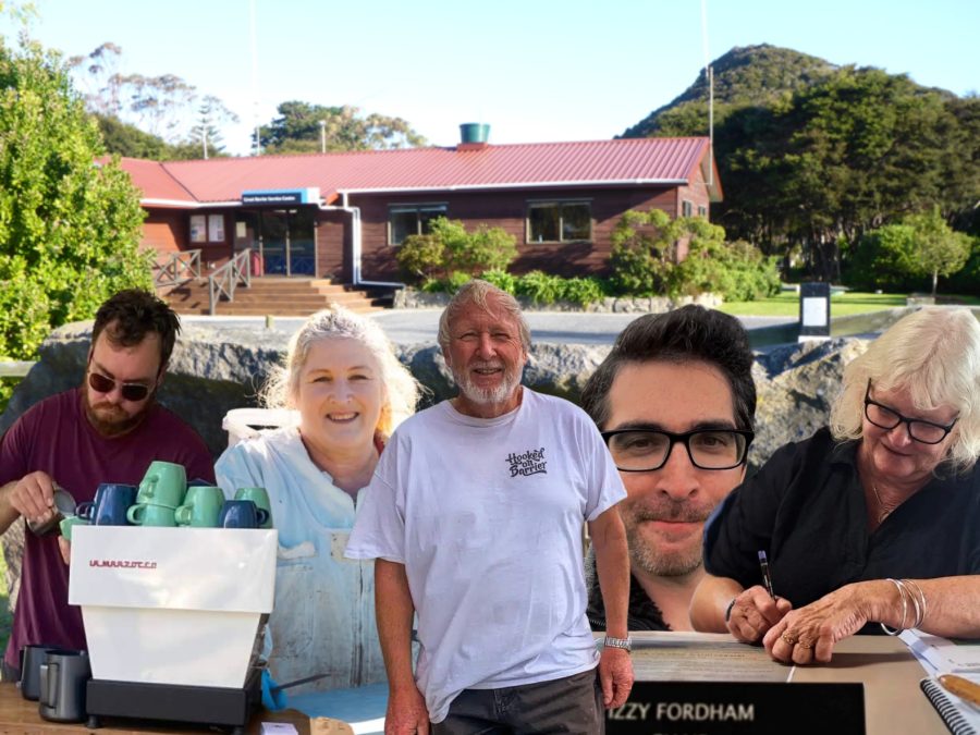 The newly elected Aotea / Great Barrier Local Board — five locals chosen to represent the island for the next term.
